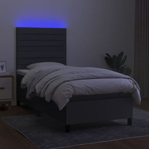 Letto a Molle Materasso e LED Grigio Scuro 90x190 cm in Tessuto 3134918