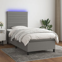 Letto a Molle Materasso e LED Grigio Scuro 90x190 cm in Tessutocod mxl 98968