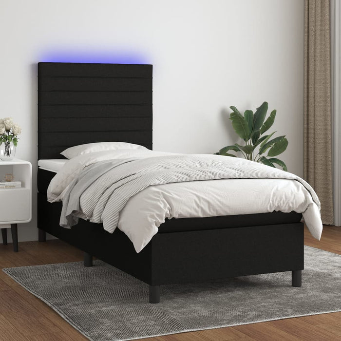 Letto a Molle con Materasso e LED Nero 90x190 cm in Tessutocod mxl 74975