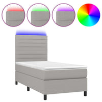 Letto a Molle Materasso e LED Grigio Chiaro 90x200 cm Tessuto 3134925