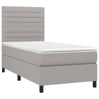 Letto a Molle Materasso e LED Grigio Chiaro 90x200 cm Tessuto 3134925