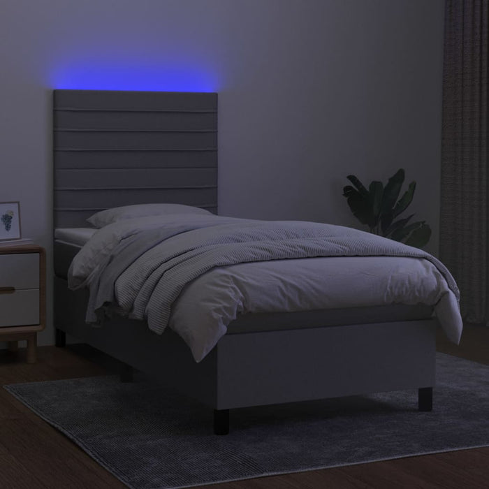 Letto a Molle Materasso e LED Grigio Chiaro 90x200 cm Tessuto 3134925