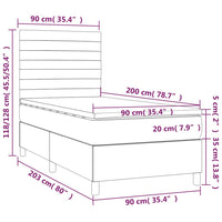 Letto a Molle Materasso e LED Grigio Chiaro 90x200 cm Tessuto 3134925