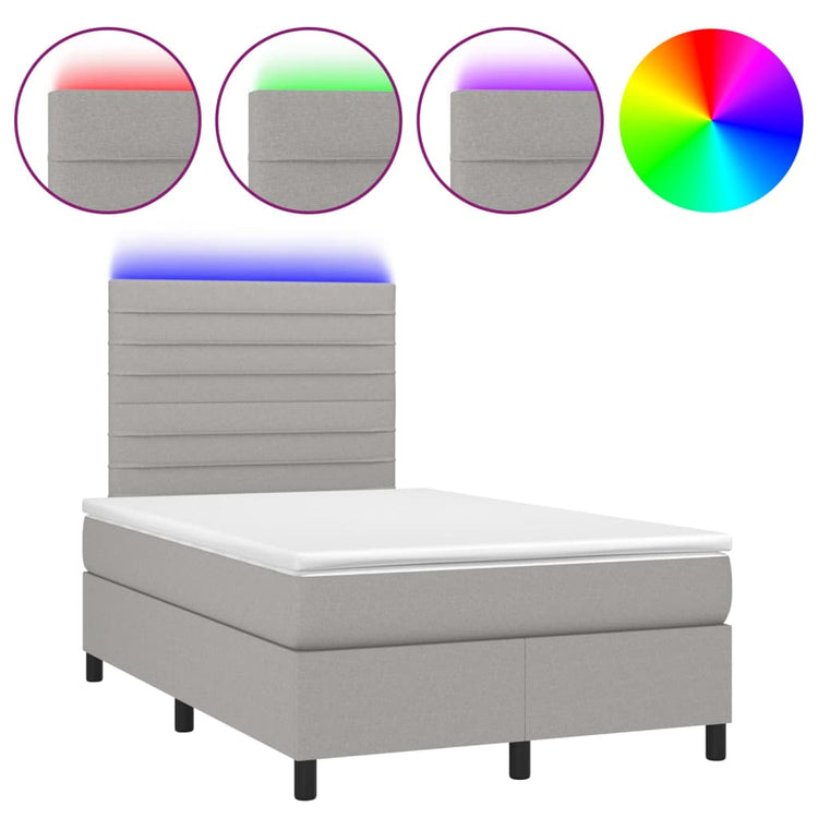 Letto a Molle Materasso e LED Grigio Chiaro 120x200 cm Tessuto cod mxl 64679