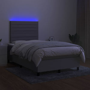 Letto a Molle Materasso e LED Grigio Chiaro 120x200 cm Tessuto cod mxl 64679