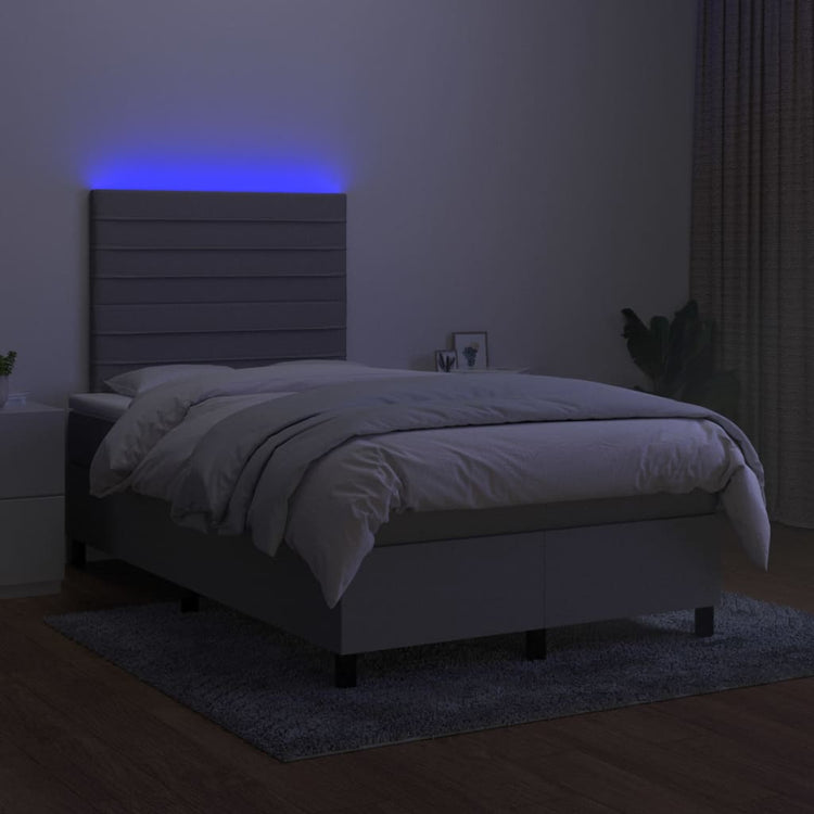 Letto a Molle Materasso e LED Grigio Chiaro 120x200 cm Tessuto cod mxl 64679