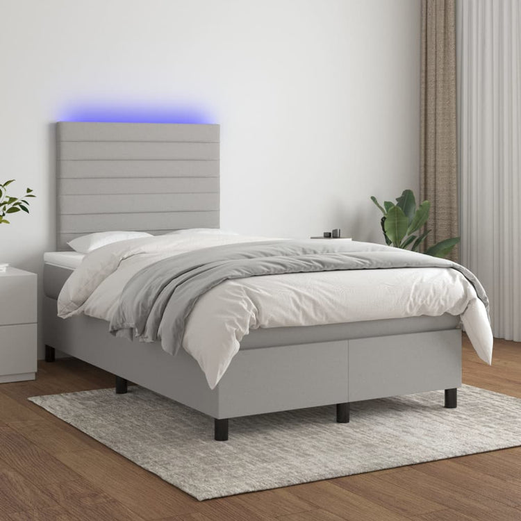 Letto a Molle Materasso e LED Grigio Chiaro 120x200 cm Tessuto cod mxl 64679