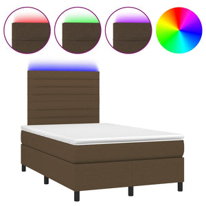 Letto a Molle Materasso e LED Marrone Scuro 120x200 cm Tessuto cod mxl 56588