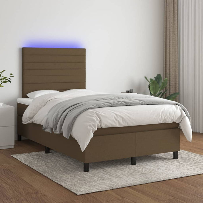 Letto a Molle Materasso e LED Marrone Scuro 120x200 cm Tessuto cod mxl 56588