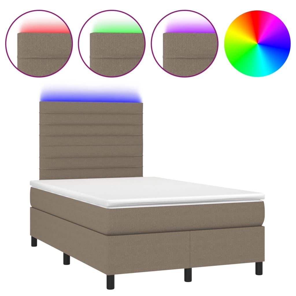 Letto a Molle con Materasso e LED Tortora 120x200cm in Tessuto cod mxl 56531