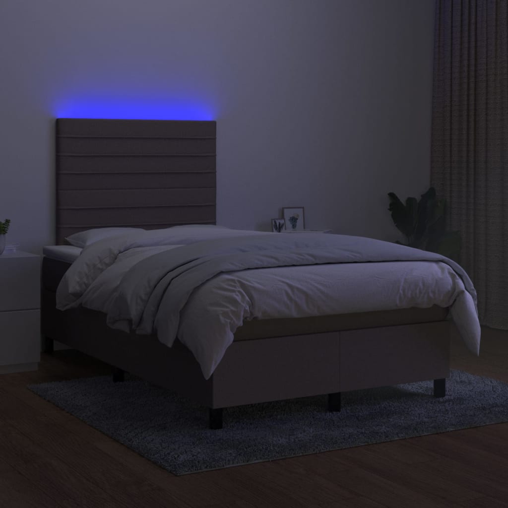 Letto a Molle con Materasso e LED Tortora 120x200cm in Tessuto cod mxl 56531