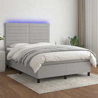 Letto a Molle Materasso e LED Grigio Chiaro 140x190 cm Tessutocod mxl 122900