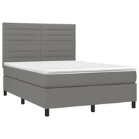 Letto a Molle Materasso e LED Grigio Scuro 140x190cm in Tessuto 3134950