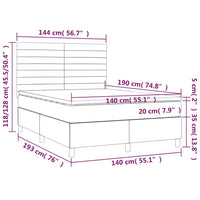 Letto a Molle Materasso e LED Grigio Scuro 140x190cm in Tessuto 3134950