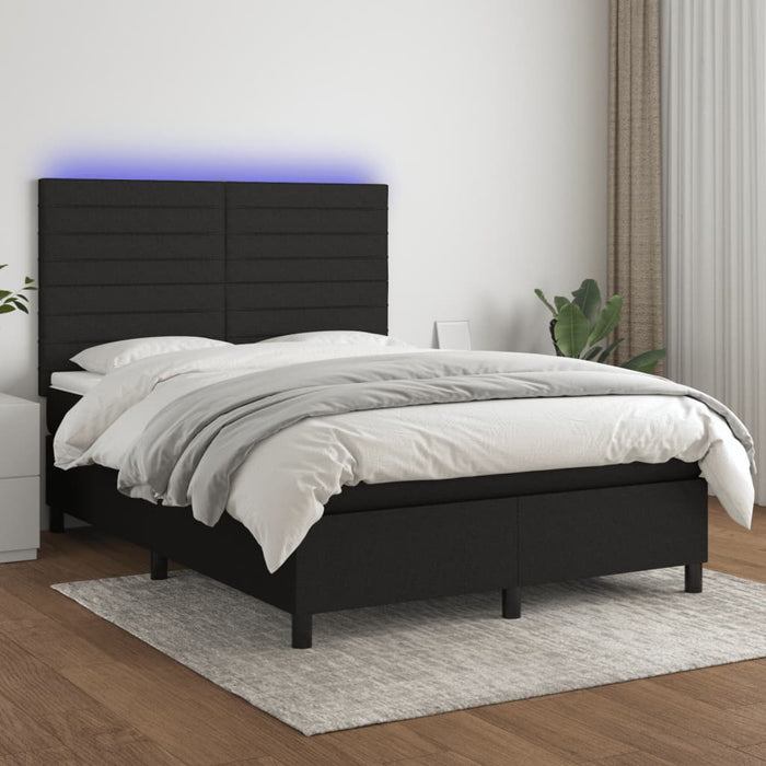 Letto a Molle con Materasso e LED Nero 140x190 cm in Tessutocod mxl 98970