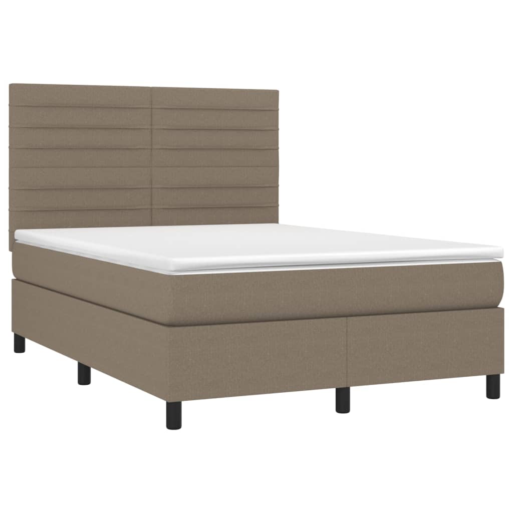 Letto a Molle con Materasso e LED Tortora 140x190 cm in Tessutocod mxl 98966