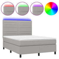 Letto a Molle Materasso e LED Grigio Chiaro 140x200 cm Tessuto 3134957