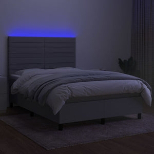 Letto a Molle Materasso e LED Grigio Chiaro 140x200 cm Tessuto 3134957