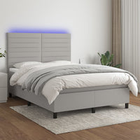 Letto a Molle Materasso e LED Grigio Chiaro 140x200 cm Tessuto 3134957