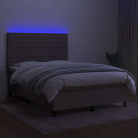 Letto a Molle con Materasso e LED Tortora 140x200 cm in Tessuto cod mxl 33781