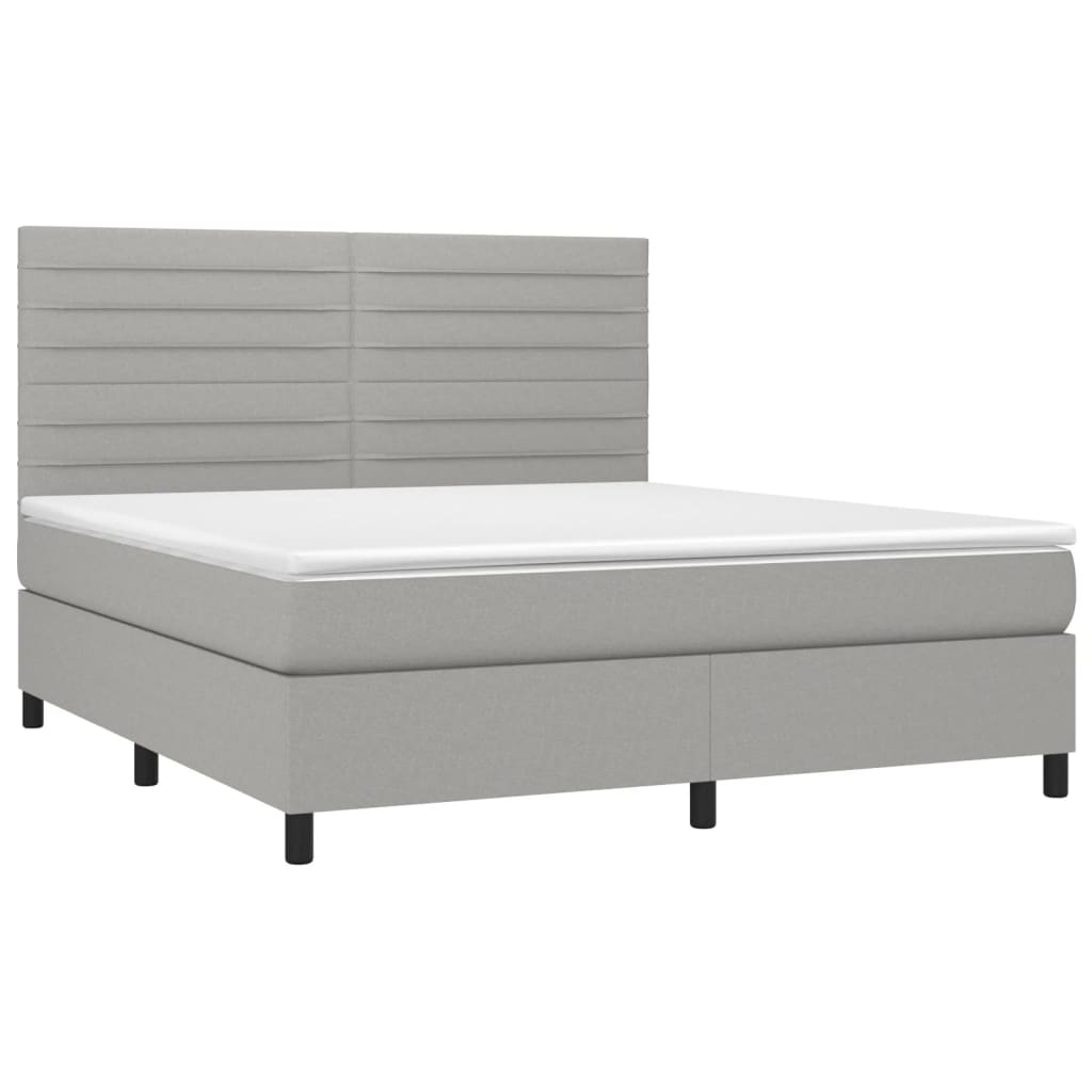 Letto a Molle Materasso e LED Grigio Chiaro 160x200 cm Tessuto cod mxl 34781