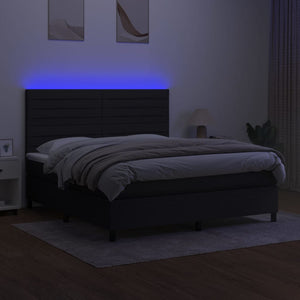 Letto a Molle con Materasso e LED Nero 160x200 cm in Tessuto 3134967