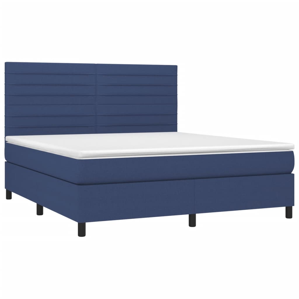 Letto a Molle con Materasso e LED Blu 160x200 cm in Tessuto 3134971