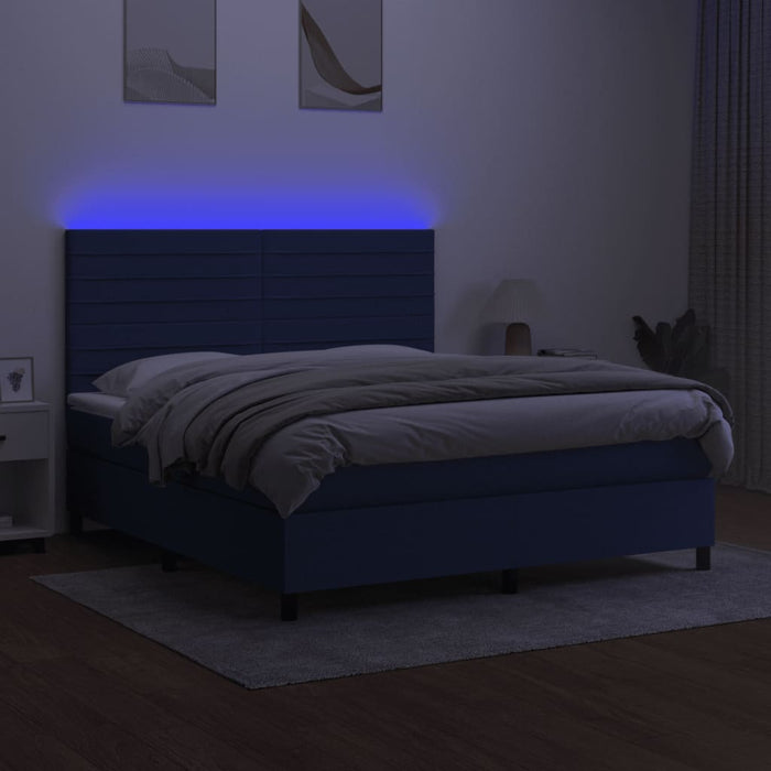 Letto a Molle con Materasso e LED Blu 160x200 cm in Tessuto 3134971