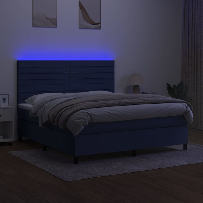 Letto a Molle con Materasso e LED Blu 180x200 cm in Tessuto 3134979