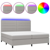 Letto a Molle Materasso e LED Grigio Chiaro 200x200 cm Tessuto cod mxl 64786