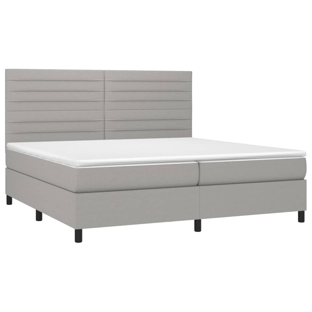 Letto a Molle Materasso e LED Grigio Chiaro 200x200 cm Tessuto cod mxl 64786