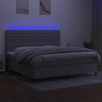 Letto a Molle Materasso e LED Grigio Chiaro 200x200 cm Tessuto cod mxl 64786