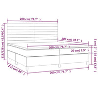 Letto a Molle Materasso e LED Grigio Scuro 200x200cm in Tessuto cod mxl 56848