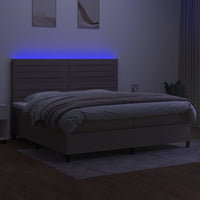 Letto a Molle Materasso e LED tortora 200x200cm in Tessuto 3134985