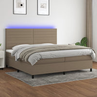 Letto a Molle Materasso e LED tortora 200x200cm in Tessuto cod mxl 59209