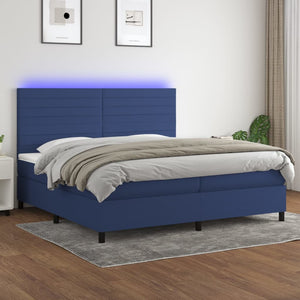 Letto a Molle Materasso e LED Blu 200x200cm in Tessuto cod mxl 54607