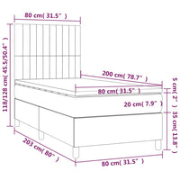 Letto a Molle Materasso e LED Grigio Chiaro 80x200 cm Tessuto 3134989