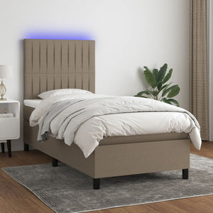 Letto a Molle con Materasso e LED Tortora 90x190 cm in Tessuto 3135001