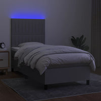 Letto a Molle Materasso e LED Grigio Chiaro 90x200 cm Tessuto cod mxl 47042