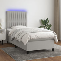 Letto a Molle Materasso e LED Grigio Chiaro 90x200 cm Tessuto cod mxl 47042