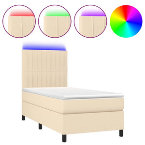 Letto a Molle con Materasso e LED Crema 90x200 cm in Tessuto 3135010