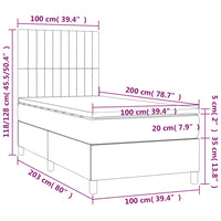 Letto a Molle con Materasso e LED Blu 100x200cm in Tessuto 3135019