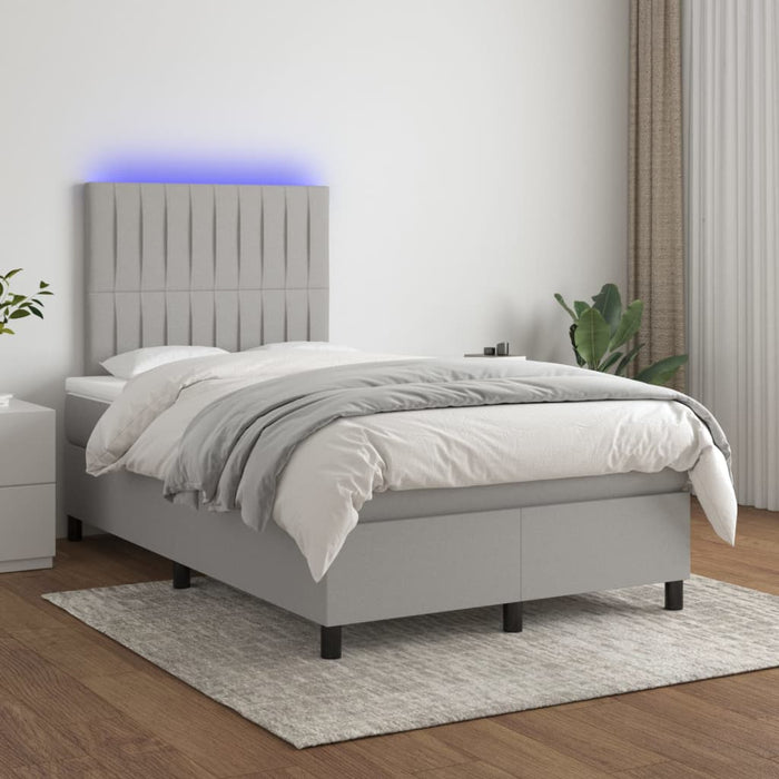 Letto a Molle Materasso e LED Grigio Chiaro 120x200 cm Tessuto 3135021