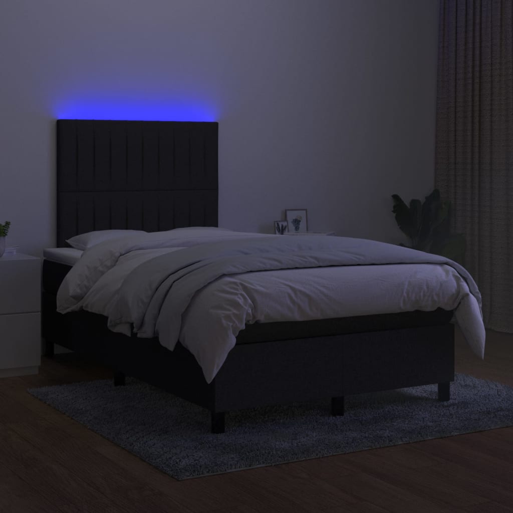 Letto a Molle con Materasso e LED Nero 120x200cm in Tessuto 3135023