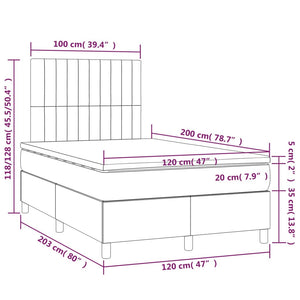 Letto a Molle con Materasso e LED Nero 120x200cm in Tessuto 3135023