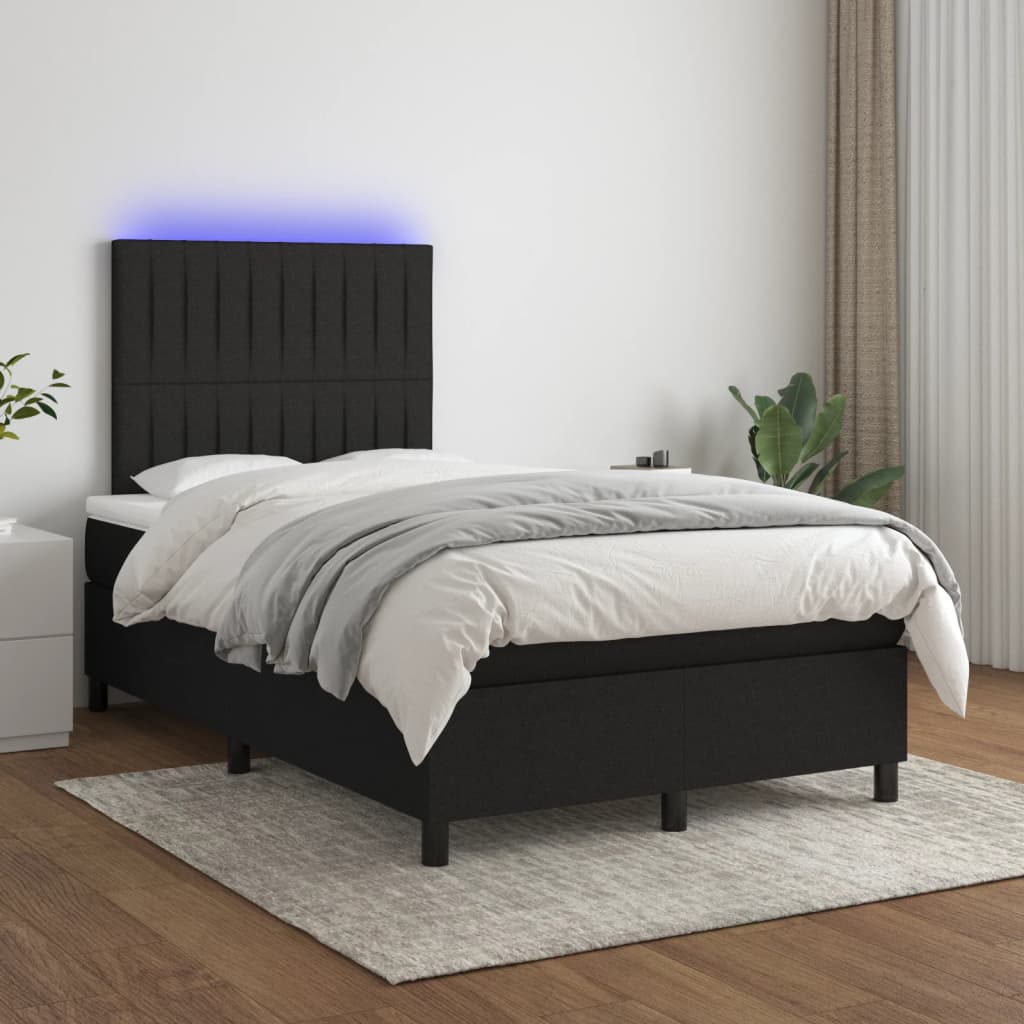 Letto a Molle con Materasso e LED Nero 120x200cm in Tessuto cod mxl 59160