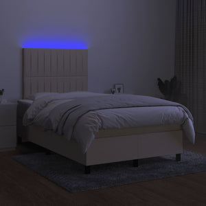 Letto a Molle con Materasso e LED Crema 120x200cm in Tessuto 3135026