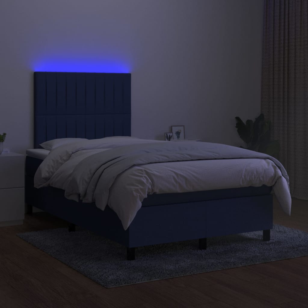 Letto a Molle con Materasso e LED Blu 120x200cm in Tessuto 3135027