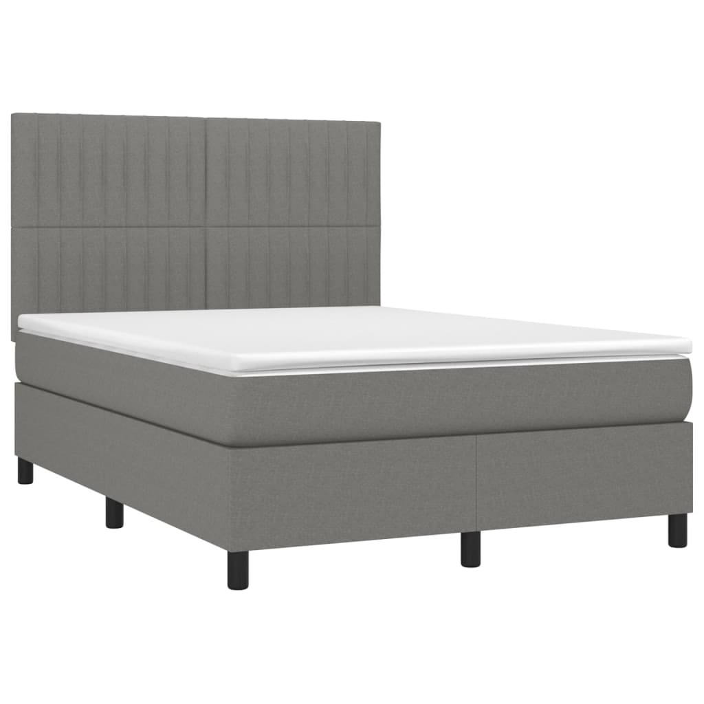 Letto a Molle Materasso e LED Grigio Scuro 140x190cm in Tessutocod mxl 74981