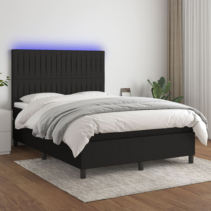 Letto a Molle con Materasso e LED Nero 140x190 cm in Tessutocod mxl 98982